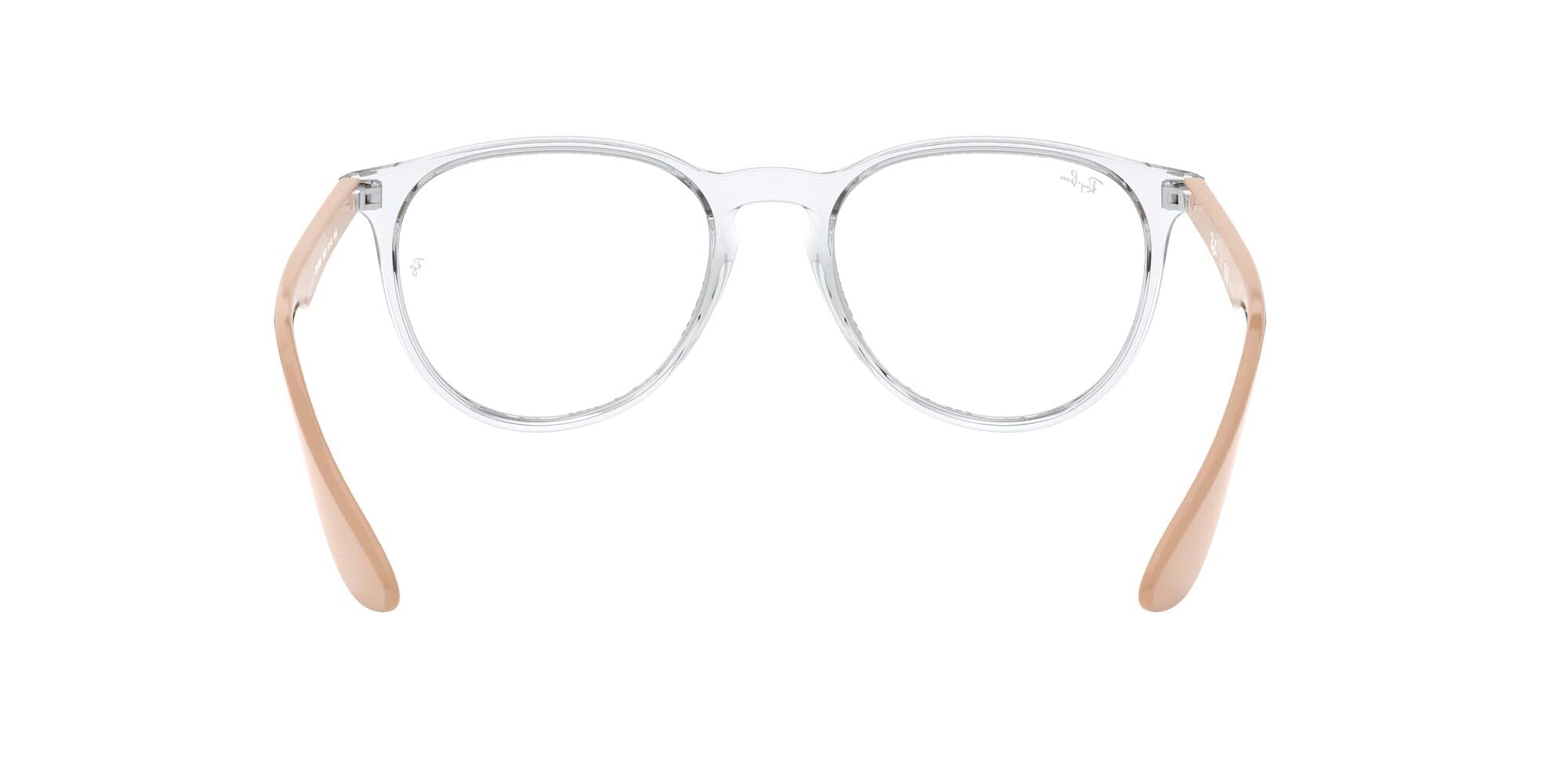 Ray-Ban Women's RX7046 Erika Round Prescription Eyeglass Frames, Transparent on Nude/Demo Lens, 51 mm