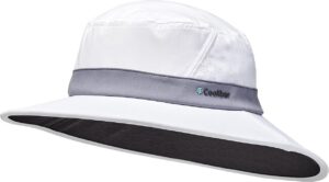 coolibar upf 50+ men's women's fore golf hat - sun protective (large/x-large- white/steel grey)