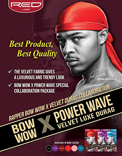 KISS RED Bow Wow Power Wave Velvet Luxe Durag (Charcoal Grey)