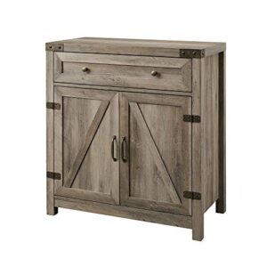 walker edison cass modern farmhouse double barn door accent cabinet, 30 inch, grey wash