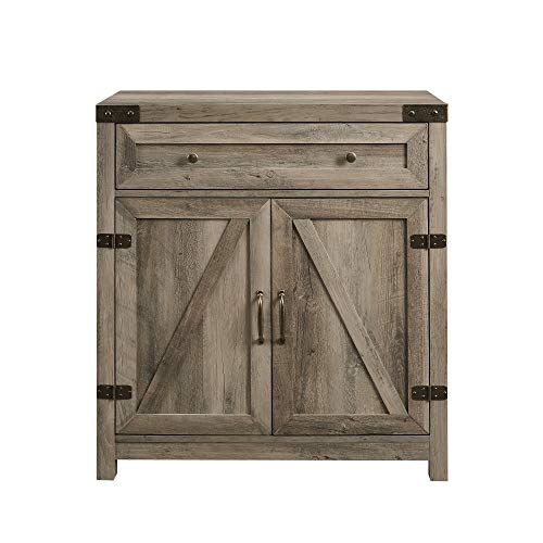 Walker Edison Cass Modern Farmhouse Double Barn Door Accent Cabinet, 30 Inch, Grey Wash