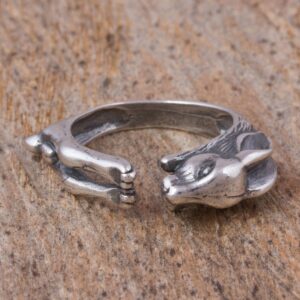 NOVICA Artisan Handmade Sterling Silver Wrap Ring Rabbitshaped from Mexico No Stone Animal Themed [ring Front 0.2 in L x 0.6 in W x 0.2 in H Band Width 3 mm W] ' Rabbit of Abundance'