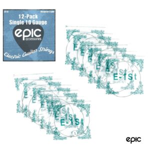 12-Pack .010 Gauge High E String Single Electric Guitar Strings Individually Wrapped 10 Gauge Pack of 12