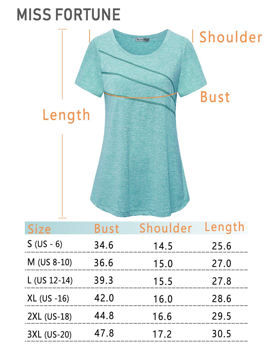 Miss FORUTNE Tunic Yoga Tops for Women, Biking Tshirts Ladies Workout Clothing Plus Size Moisture Wicking Soft Comfy Short Sleeve Sports Top XXXL