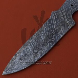 Damascus Steel Blank Blades for Knife Making Supplies, Full Tang Handmade 9 inch Damascus Hunting Knife Blank JNR 4055