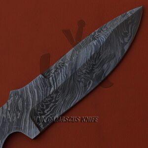 Damascus Steel Blank Blades for Knife Making Supplies, Full Tang Handmade 9 inch Damascus Hunting Knife Blank JNR 4055