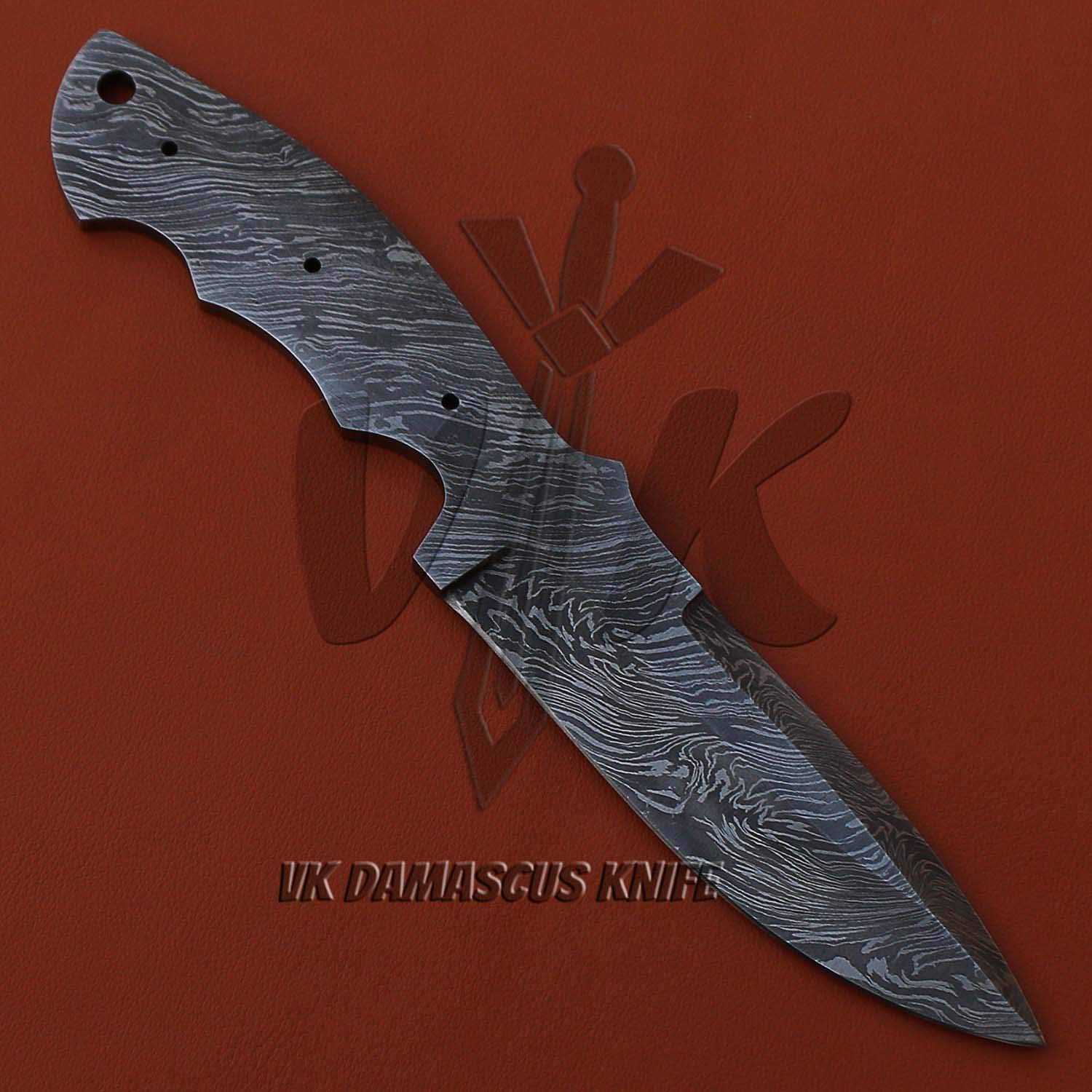 Damascus Steel Blank Blades for Knife Making Supplies, Full Tang Handmade 9 inch Damascus Hunting Knife Blank JNR 4055