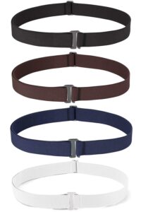 jasgood 4 pack invisible women stretch belt no show elastic web strap belt with flat buckle for jeans pants dresses