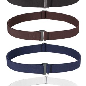 JASGOOD 4 Pack Invisible Women Stretch Belt No Show Elastic Web Strap Belt with Flat Buckle for Jeans Pants Dresses