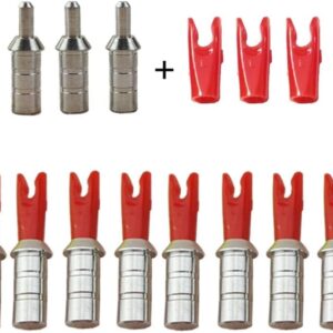 AMEYXGS Archery Aluminum Pin Nocks Bushing with Plastic Arrow Nock DIY Arrow Accessories for ID 4.2/6.0/6.2 mm Arrow Shaft (Red ID 4.2mm)