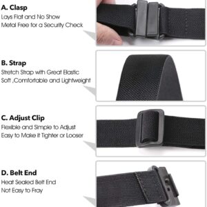 JASGOOD 4 Pack Invisible Women Stretch Belt No Show Elastic Web Strap Belt with Flat Buckle for Jeans Pants Dresses