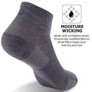 Golf Socks, ZEALWOOD Low Cut Running Socks Mens Ankle Wool Socks For Women Athletic Socks Men Womens Hiking Socks Women Men Moisture Wicking Summer Merino Wool Cycling Socks Gifts for Men,L,Grey