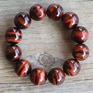 16mm Natural Red Tiger Eye Gemstone Cat Eye Round Bead Women Men Bracelet AAAA