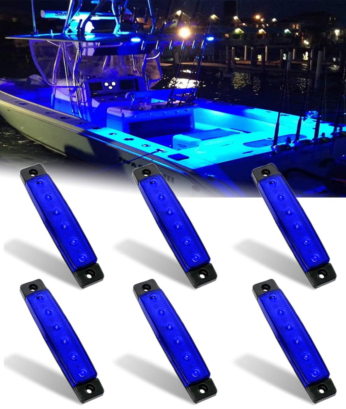 Shangyuan Interior Marine Strip Lights, 6 Led Utility Strips, White Led Courtesy Light, 12v Led ,Marine Interior Lights, Boat Interior Led Lights, Blue, 6PCS