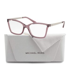 Michael Kors MK4058 CARACAS 3502 54M Burgundy Crystal Injected Rectangular Eyeglasses For Women+ BUNDLE with Designer iWear Eyewear Kit Care Kit