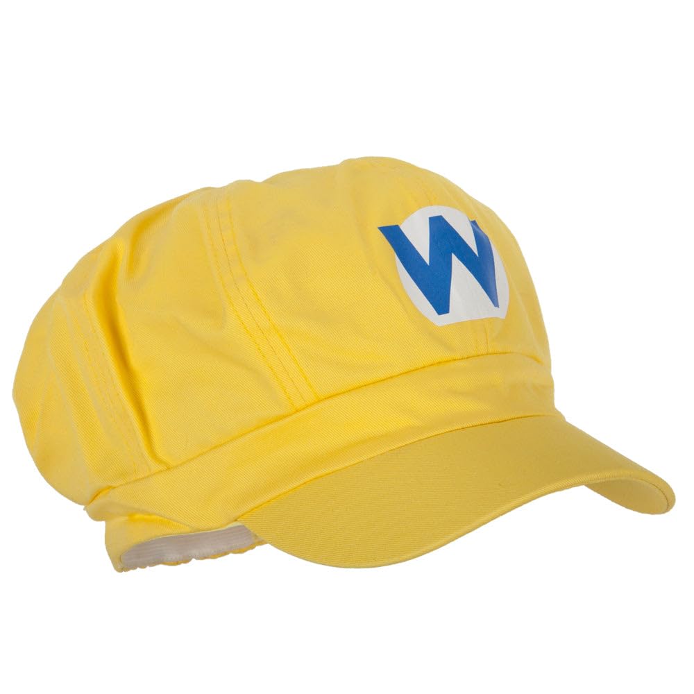 e4Hats.com Mario Luigi Wario Waluigi Heat Transferred Cotton Elastic Newsboy Cap - Yellow OSFM