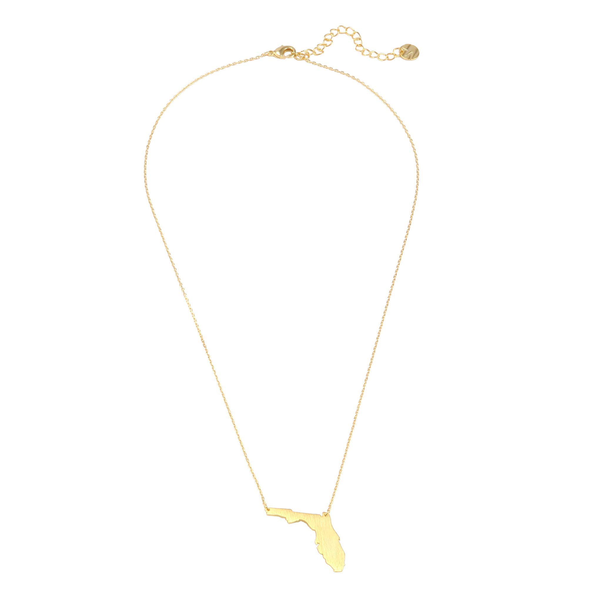 MUSTHAVE Florida 18K Gold Plated Necklace with Message Card, Yellow Gold Color, Anchor Chain, Best Gift Necklace, Size 16 inch + 2 inch Extender, Pendant, Gift Card