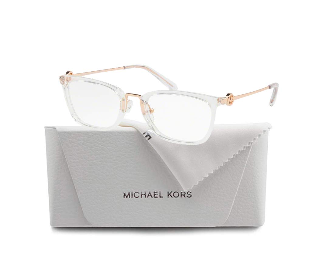 Michael Kors MK4054 CAPTIVA 3105 52M Crystal Clear Rectangular Eyeglasses For Women+ BUNDLE with Designer iWear Eyewear Kit Care Kit