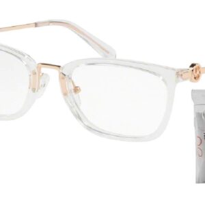 Michael Kors MK4054 CAPTIVA 3105 52M Crystal Clear Rectangular Eyeglasses For Women+ BUNDLE with Designer iWear Eyewear Kit Care Kit