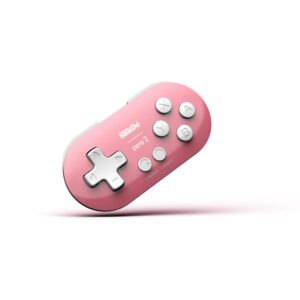 8bitdo zero 2 bluetooth gamepad keychain sized mini controller for switch, windows, android, macos & raspberry pi(pink edition) - nintendo switch