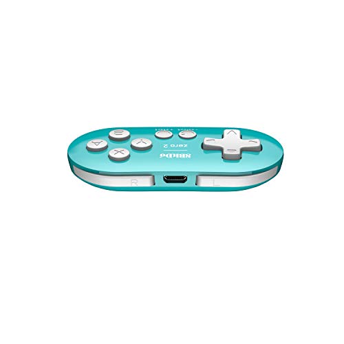 8Bitdo Zero 2 Bluetooth Gamepad Keychain Sized Mini Controller for Switch, Windows, Android, macOS & Raspberry Pi(Turquoise Edition)