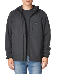 rip curl men's elite anti series hooded wind breaker, water repellent jacket, black, x-large