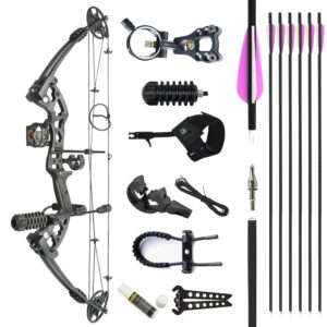 ameyxgs archery compound bows kit draw weight 30-55 lbs hunting bow ibo 310fps adults archery with hunting accessories - right handed (black)