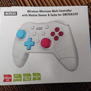 NEXiLUX Wireless Pro Mini Controller Compatible with Nintendo Switch (Motion Sensor & Turbo Enhanced), PC, Android Phone and Android TV - Light Gray (NXL-95227)