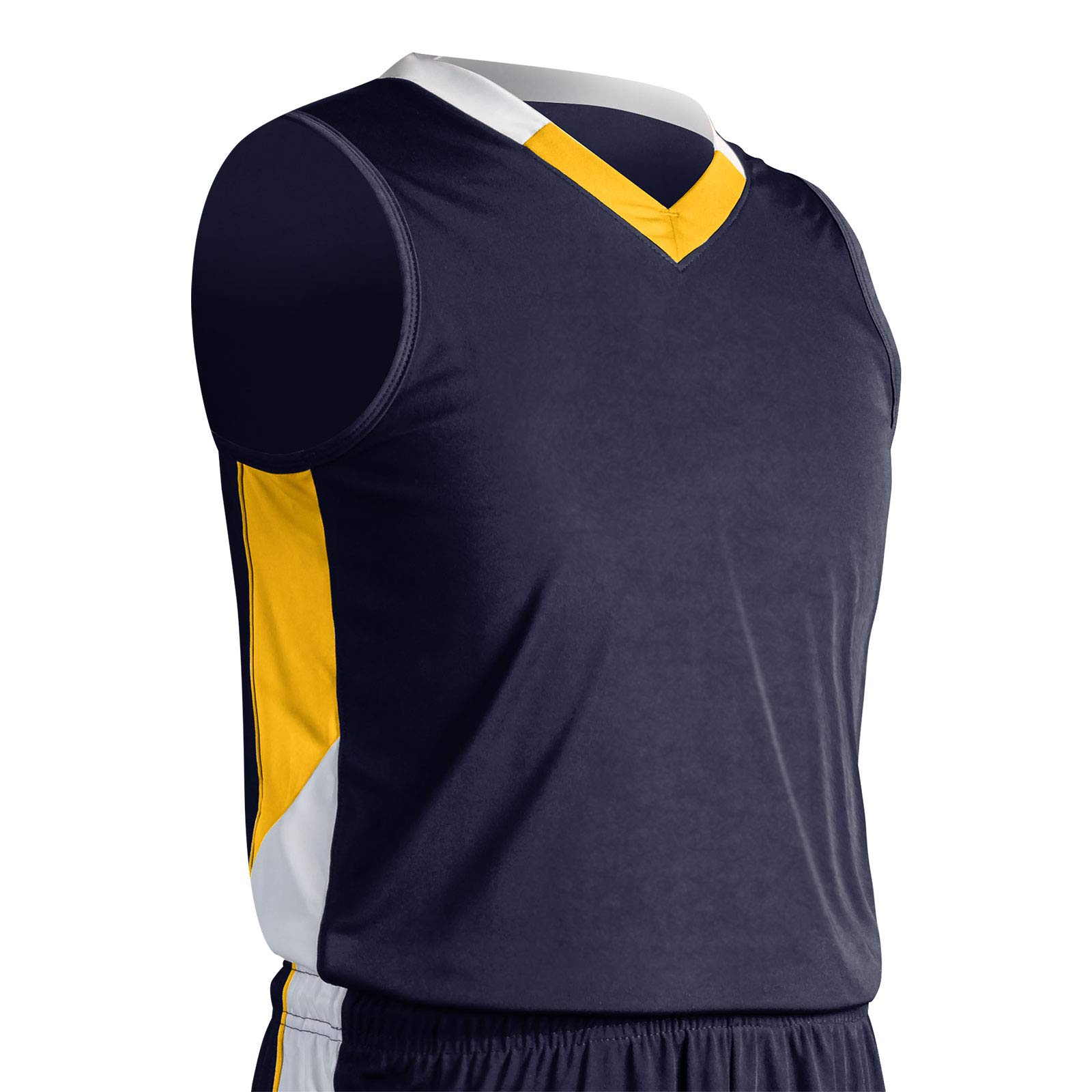 Champro Standard Rebel Adult Basketball Jersey, Navy, Gold, White, MD