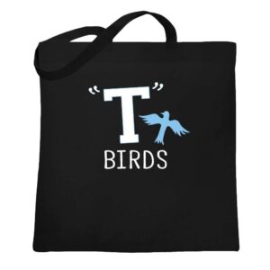 t birds canvas tote bag for women, cloth bag tbird gang logo graphic tees black 15x15 inches