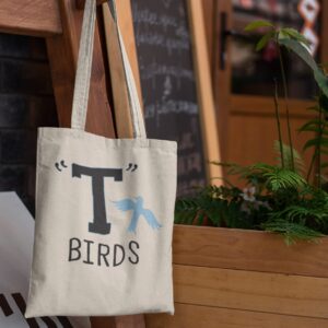 T Birds Canvas Tote Bag for Women, Cloth Bag Tbird Gang Logo Graphic Tees Black 15x15 inches