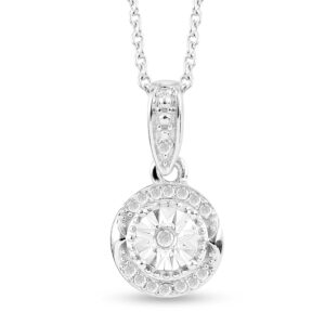 Femme Luxe 0.10 carats Diamond Pendant Necklace For Women, 925 Sterling Silver, Dainty Jewelry, 18 inch cable chain, Gifts for Women