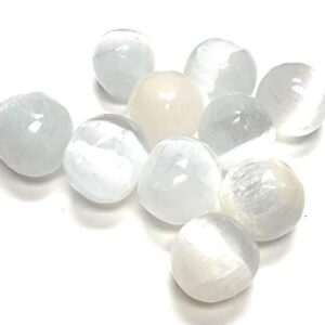 Zentron Crystal Collection Tumbled Selenite Pieces - 1" Stones in Velvet Bag (5)