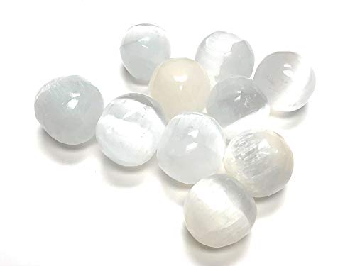 Zentron Crystal Collection Tumbled Selenite Pieces - 1" Stones in Velvet Bag (5)