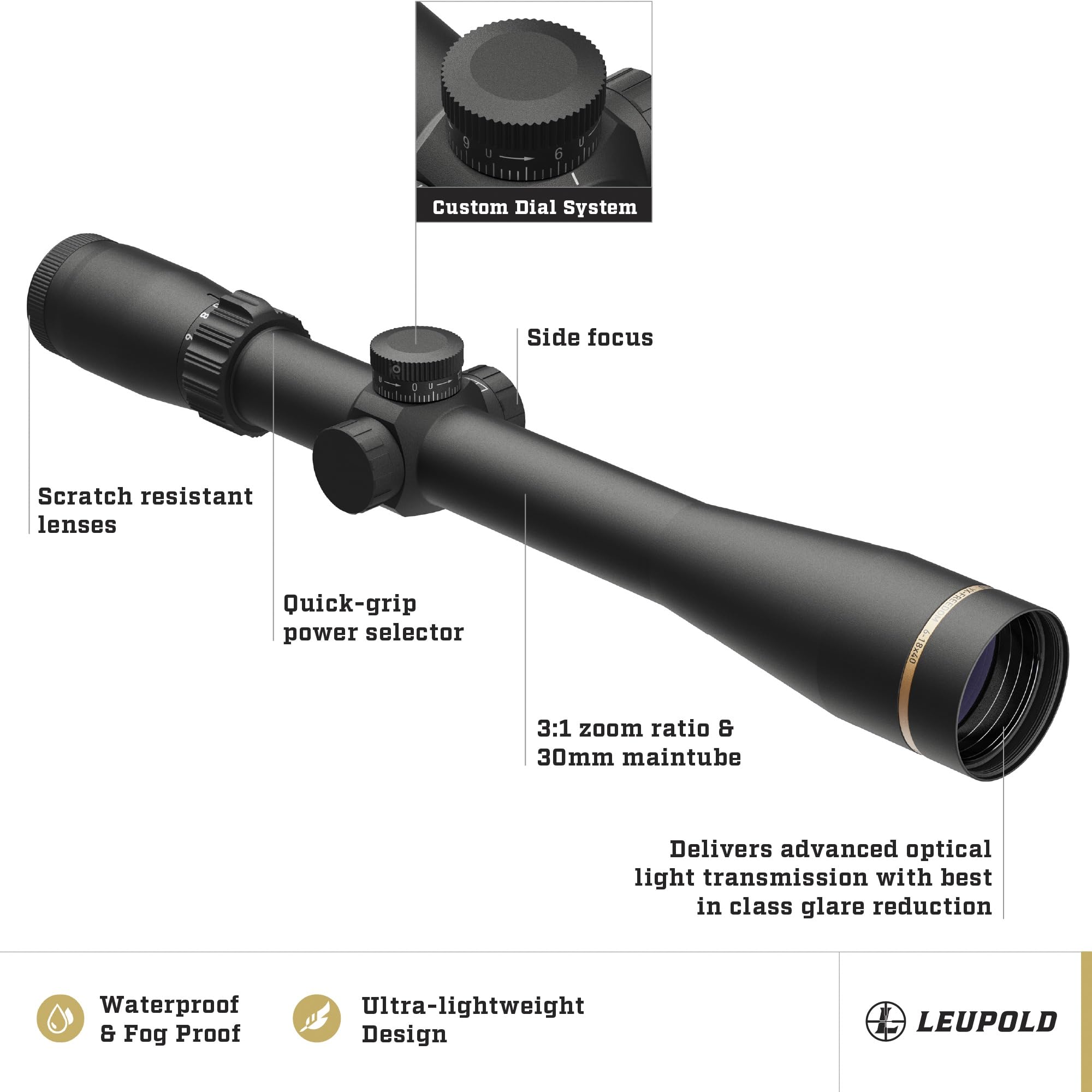 Leupold VX-Freedom 6-18x40 (30mm) CDS Side Focus Tri-MOA Reticle Riflescope