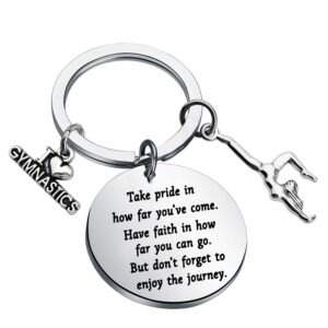 fustmw gymnast gift gymnastics keychain inspirational gifts gymnast jewelry gymnastics class gift birthday jewelry for teens (silver)