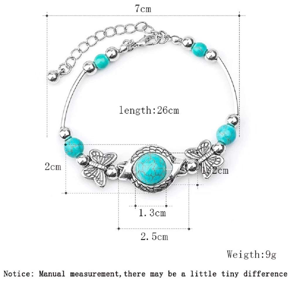 Cocazyw Silver Turquoise Bracelet and Earrings for Women Girl Retro Charm Gemstone Jewelry Set Pendant Necklace and Drop Earrings for Women Girl (style one)