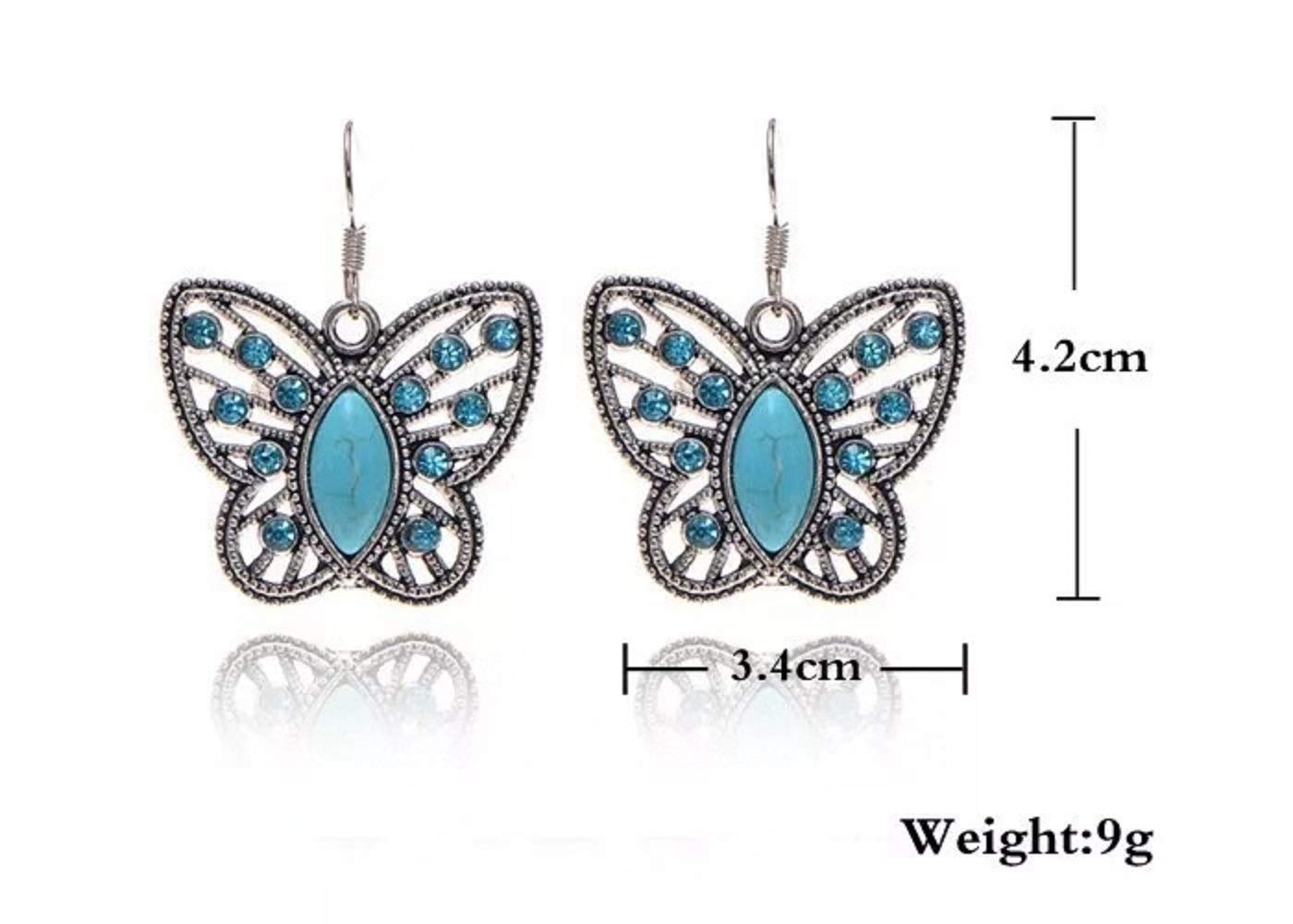 Cocazyw Silver Turquoise Bracelet and Earrings for Women Girl Retro Charm Gemstone Jewelry Set Pendant Necklace and Drop Earrings for Women Girl (style one)