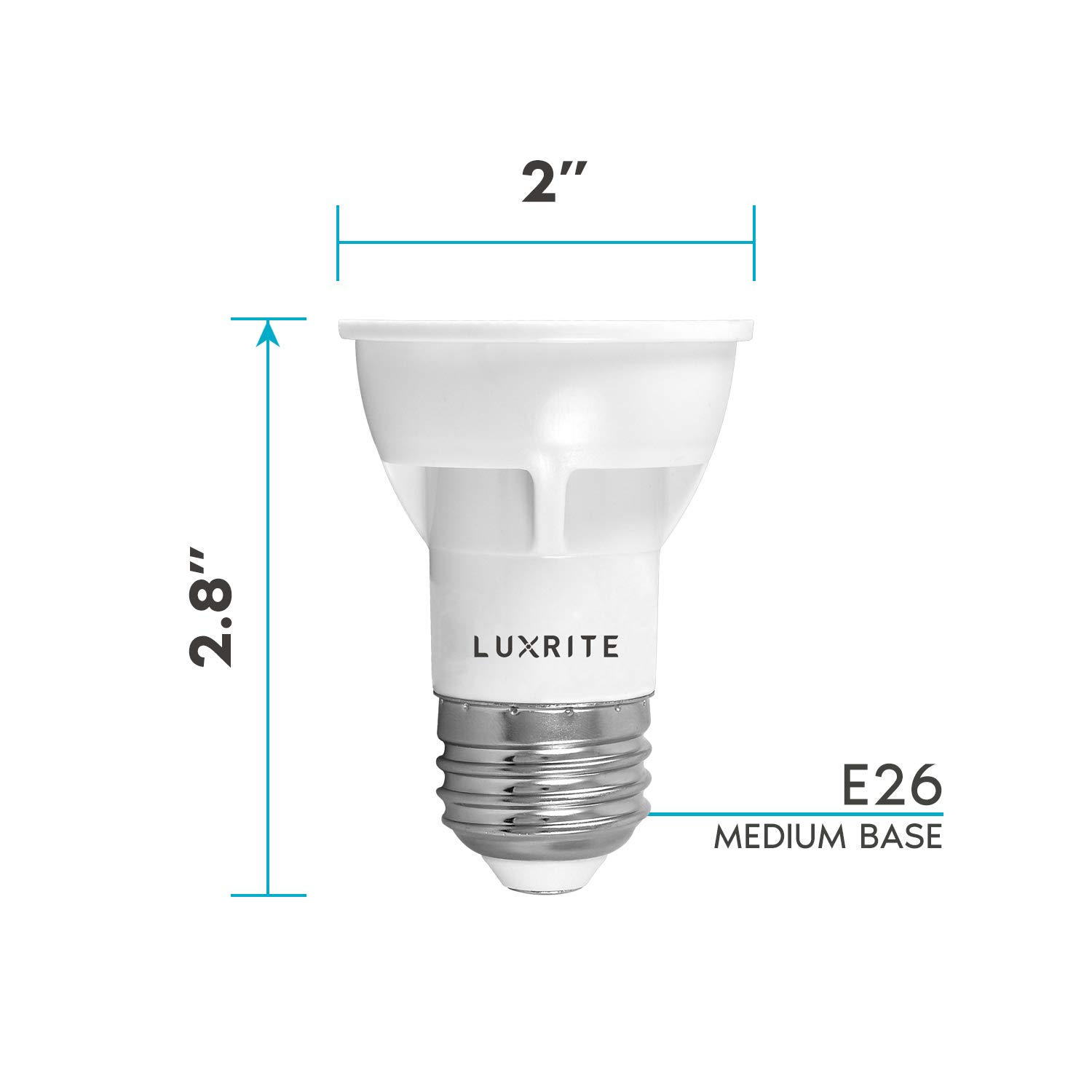 LUXRITE PAR16 LED Bulb, 5.5W (50W Equivalent), 2700K Warm White, 450 Lumens, Dimmable Spot Light, Enclosed Fixture Rated, 40° Beam Angle, ETL, Damp Rated, E26 Medium Base (4 Pack)