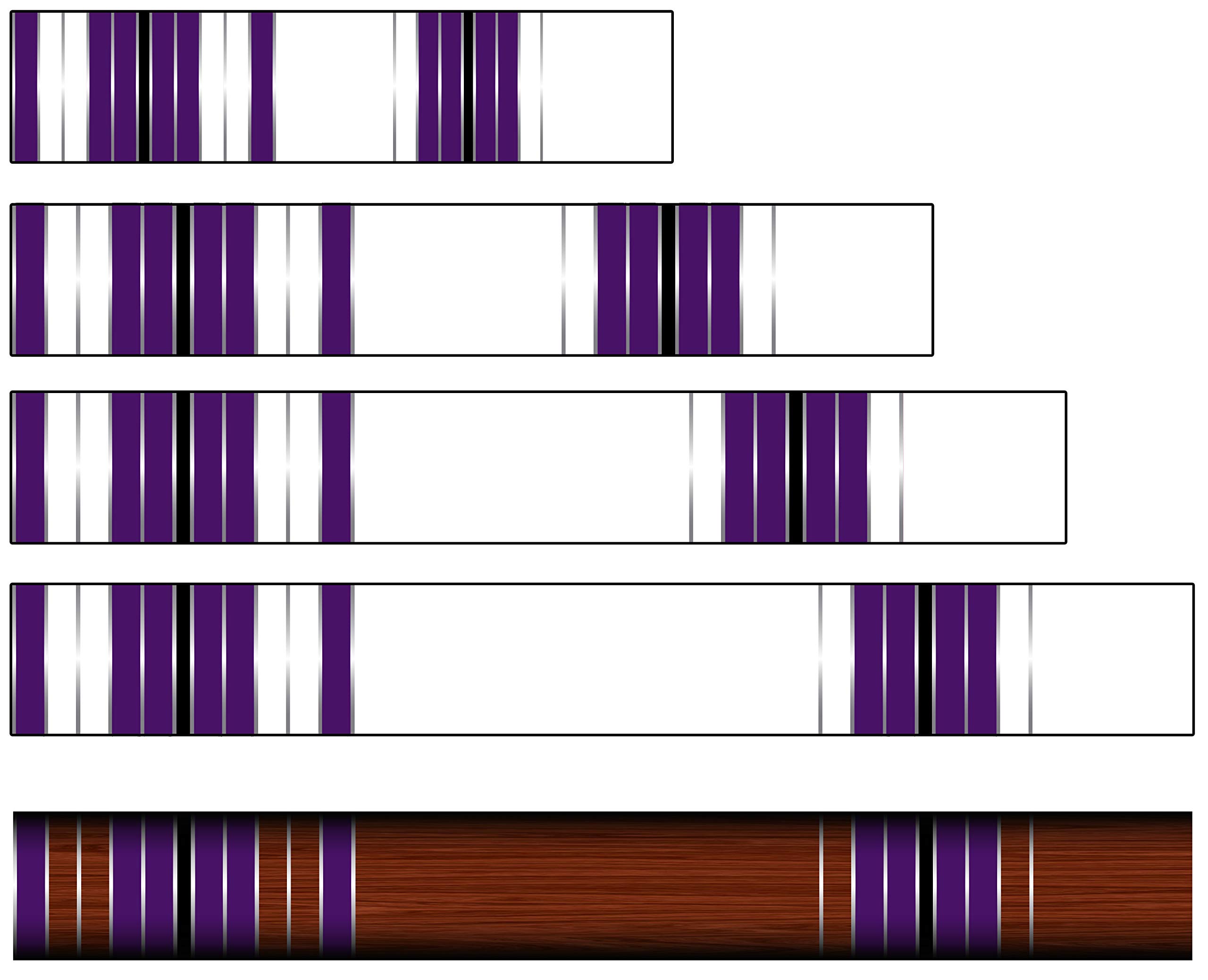 White Water Archery Non-Laminated Clear Transparent Purple Crests Traditional 13 Arrow Wraps 15 Pc Pack Choose Length Width (9, 75)