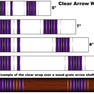 White Water Archery Non-Laminated Clear Transparent Purple Crests Traditional 13 Arrow Wraps 15 Pc Pack Choose Length Width (9, 75)