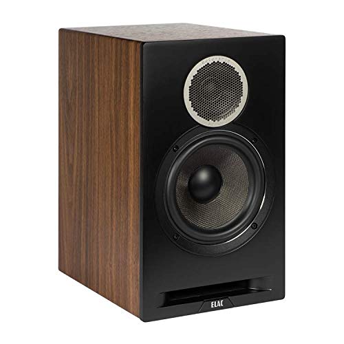 ELAC Debut Reference B6.2 Bookshelf Speakers - (Pair) Black Baffle, Walnut Cabinet