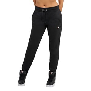 champion, reverse weave, heavyweight fleece joggers for women, 29", black c logo, medium