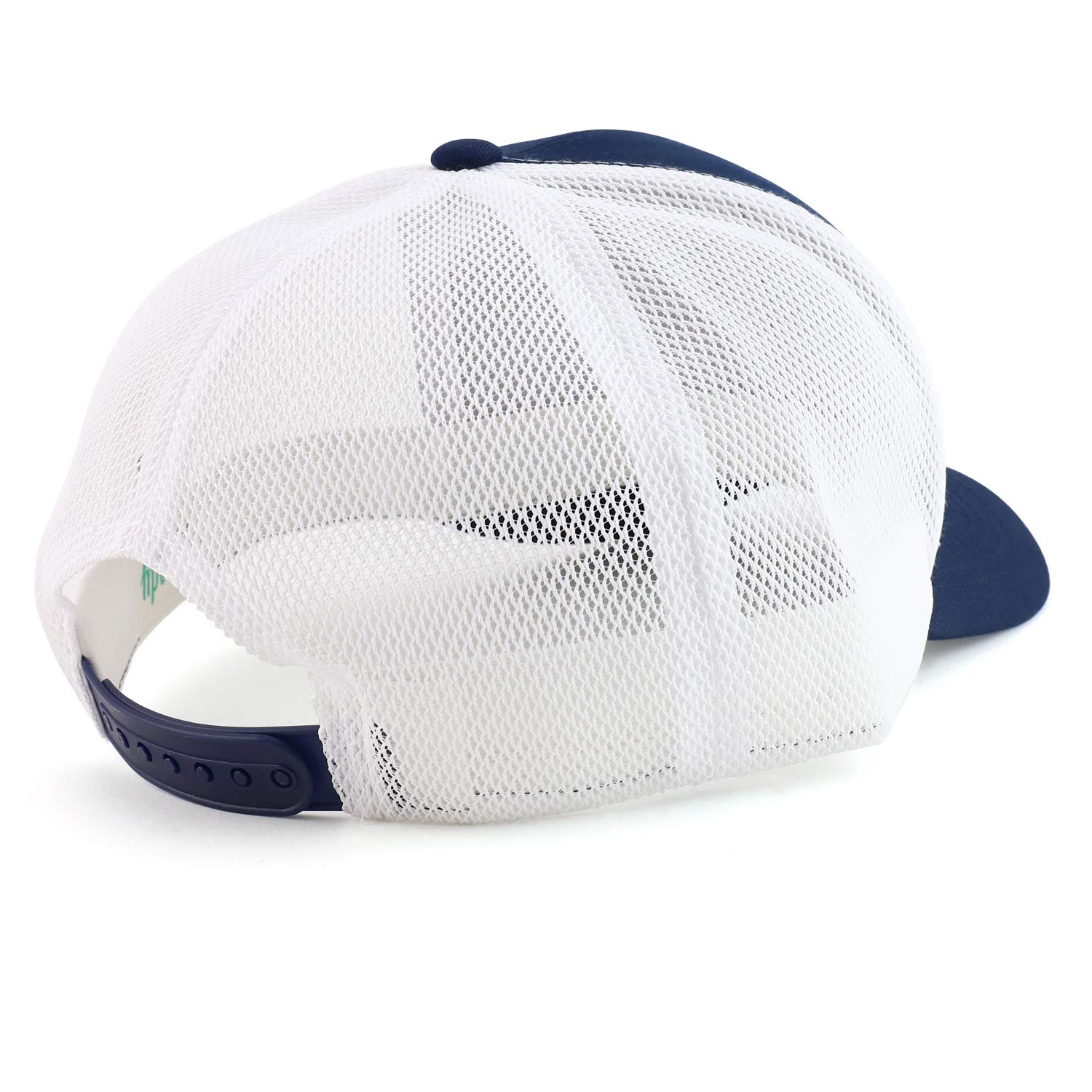 Trendy Apparel Shop Oversize XXL Structured Trucker Mesh Baseball Cap - Navy White - 2XL