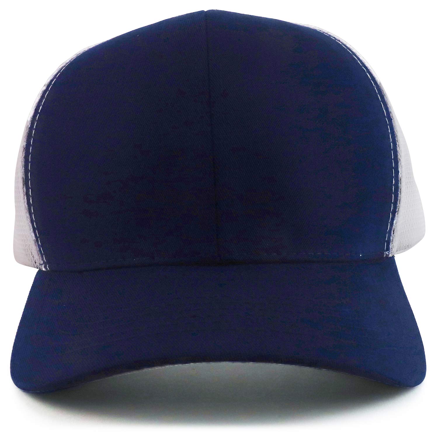 Trendy Apparel Shop Oversize XXL Structured Trucker Mesh Baseball Cap - Navy White - 2XL