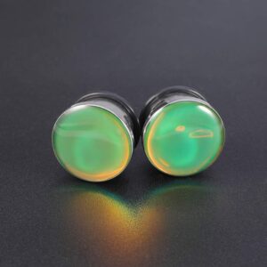 2G-5/8 inch Single Flare Ear Plugs Tunnels 316L Stainless Steel Ear Gauges Illusion Color Expander with O-Ring Body Piercing