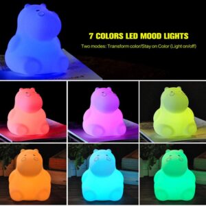 Night Light Creative Hippo Color Changing Night Light Hippo Silicone Lights Nursery Lamp for Bedroom