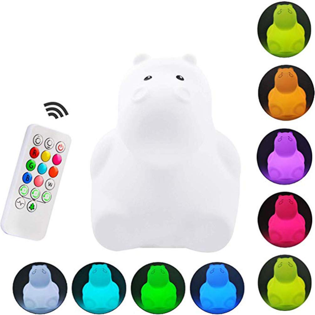 Night Light Creative Hippo Color Changing Night Light Hippo Silicone Lights Nursery Lamp for Bedroom