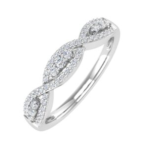 1/5 Carat Prong Set Diamond Twisted Wedding Band Ring in 10K White Gold (Ring Size 7.5)