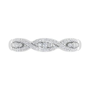 1/5 Carat Prong Set Diamond Twisted Wedding Band Ring in 10K White Gold (Ring Size 7.5)